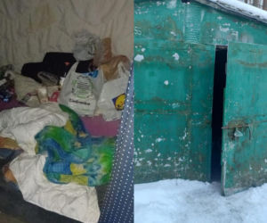 Mróz i blaszany garaż. W takich warunkach mieszkała kobieta w ciąży. Policjantki ruszyły na ratunek