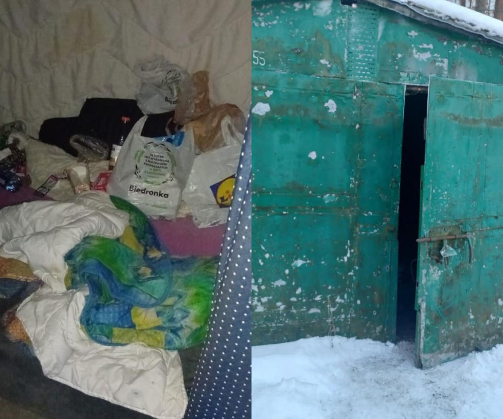Mróz i blaszany garaż. W takich warunkach mieszkała kobieta w ciąży. Policjantki ruszyły na ratunek
