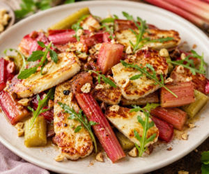 Rabarbar z patelni z halloumi. Ten wytrawny przepis może zaskoczyć bardziej niż ciasto