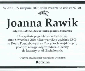 Joanna Rawik nie żyje