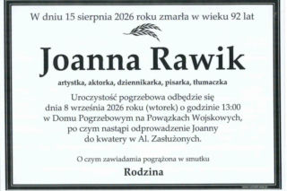Joanna Rawik nie żyje