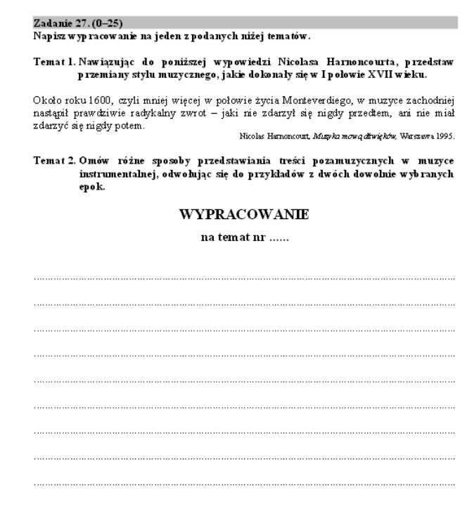 Historia muzyki matura