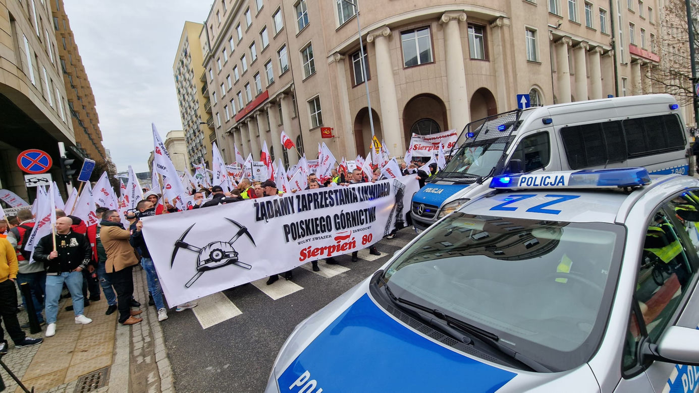 Protest górników w Warszawie