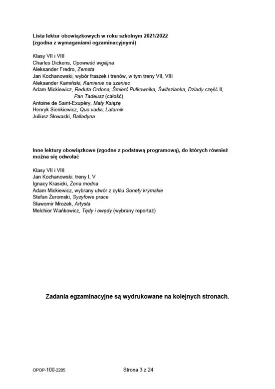 Egzamin ośmoklasisty 2022 - język polski. Arkusz, zadania