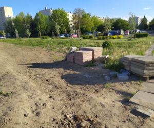 Teren łąki kwietnej przy remontowanej ul. Monte Cassino oraz postępy remontu - ZDJĘCIA