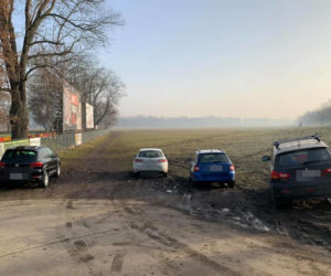 Samochody parkują na Błoniach
