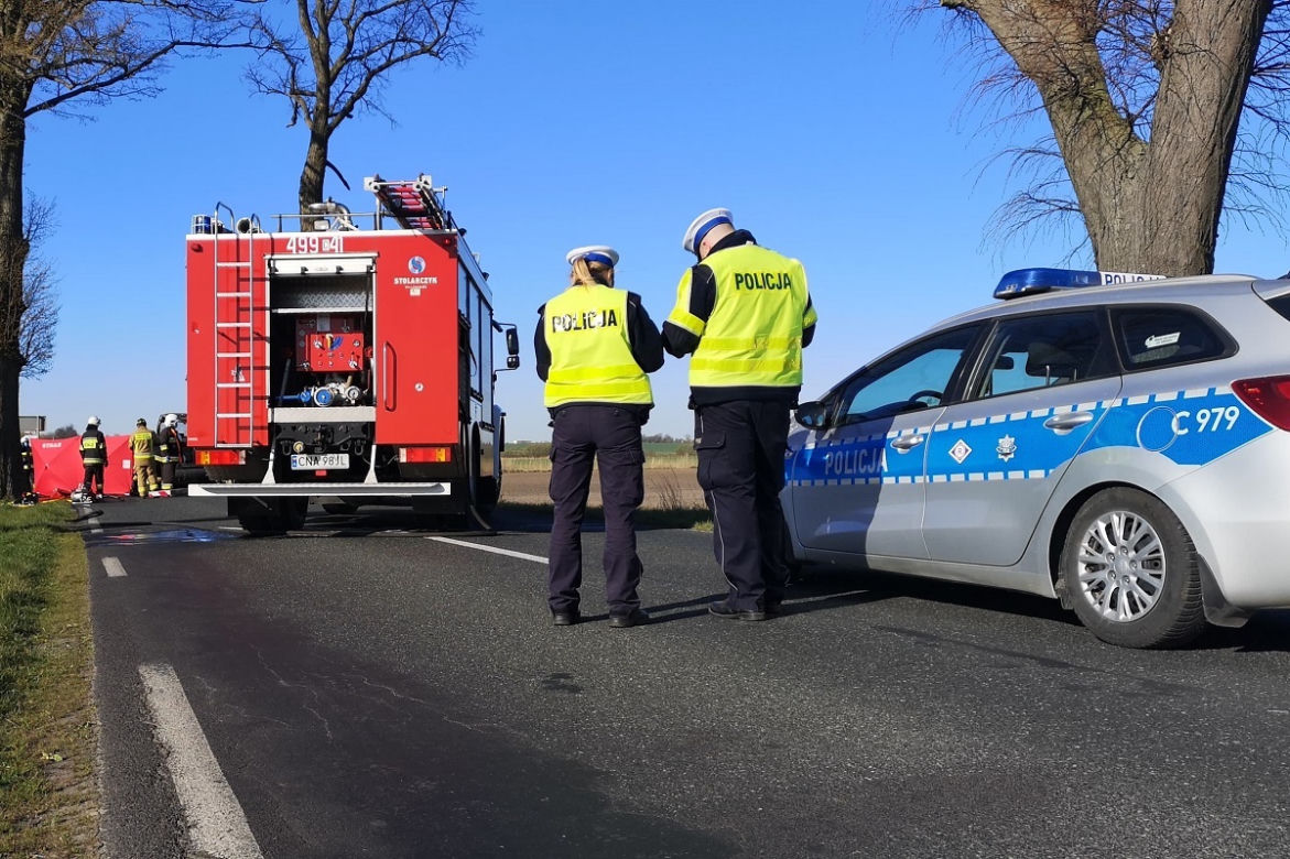Skoda Octavia uderzyła w drzewo na prostej drodze