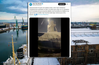 Wygląda jak zwiastun apokalipsy. Do portu w Gdańsku wpłynął statek pokryty lodem