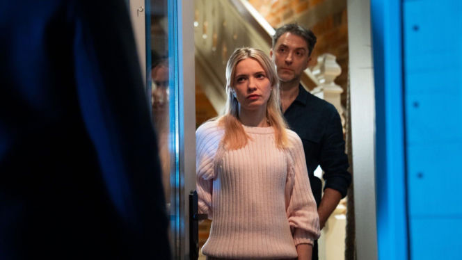 Na dobre i na złe odc. 990. Maks Beger (Tomasz Ciachorowski), Dominika (Paulina Gałązka), Marcin Molenda (Filip Bobek)