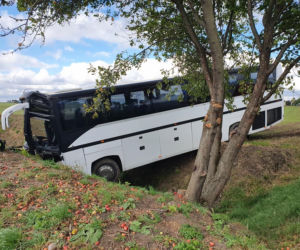 Autobus wypadł z drogi! Fatalny wypadek w Wytrębowicach [ZDJĘCIA]