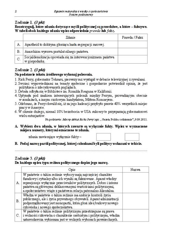 Matura 2013 WOS poziom podstawowy
