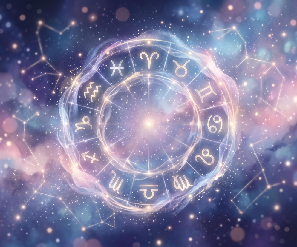 Świecący koło zodiaku na tle gwieździstego kosmosu. O horoskopie na czas oczyszczenia przeczytasz na VOX FM.