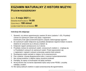 Matura 2021: historia muzyki. Pytania, arkusz CKE, zadania [poziom rozszerzony matura 5.05.2021] 