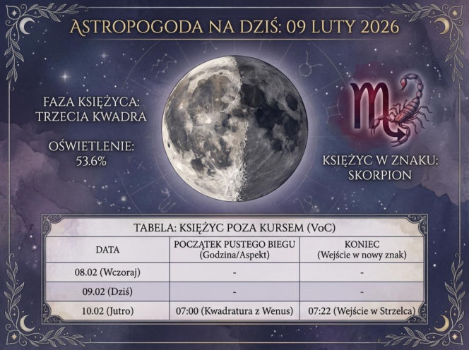 Astropogoda, infografika na dziś - 09-02-2026