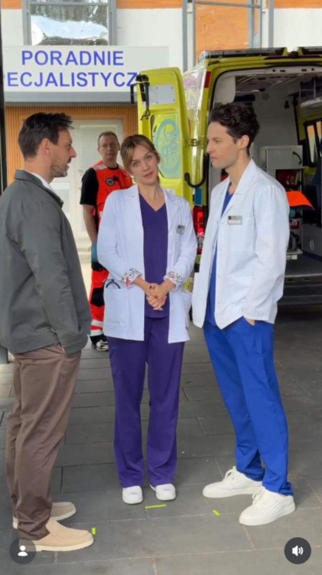 Na dobre i na złe nowy sezon na planie. Jakub Dobry (Mateusz Kmiecik), Gloria (Aleksandra Grabowska), Kamil Zawada (Jakub Łopatka)