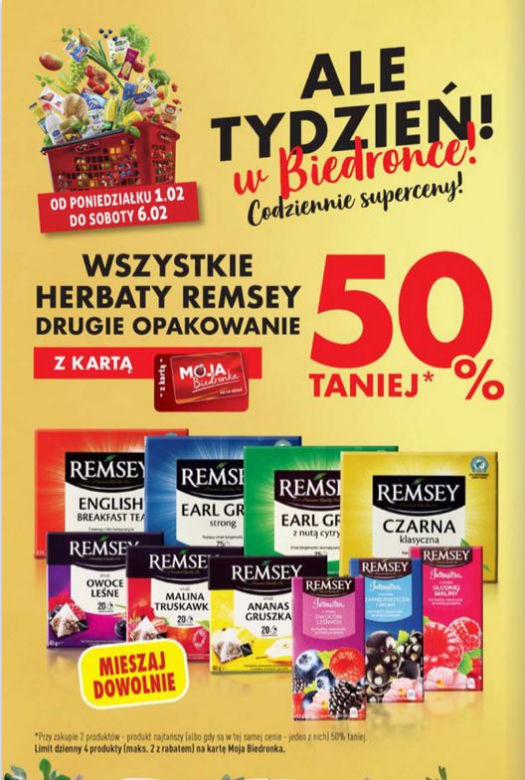 Herbaty Remsey, drugie opakowanie 50 proc . taniej