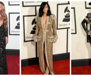 Wielkie dekolty na Grammy 2015: Beyonce, Kim Kardashian, Madonna, Lady Gaga pokazały piersi!