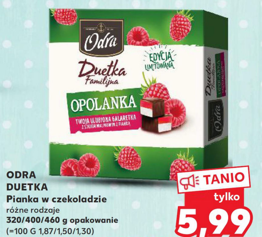Pianka w czekoladzie Odra Duetka rózne rodzaje  5,99 zl/320/400/460 g