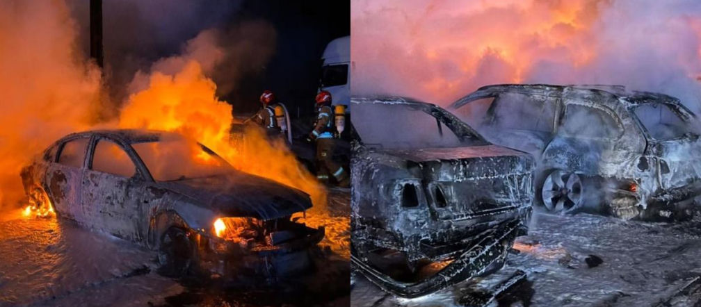 Siedem aut stanęło w ogniu na parkingu firmy transportowej