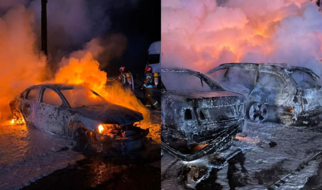 Siedem aut stanęło w ogniu na parkingu firmy transportowej