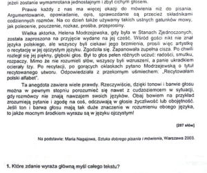 Sprawdzian w klasie VI szkoły podstawowej