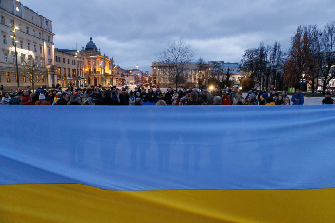 Lublin solidarny z Ukrainą. Plac Litewski, 22.02