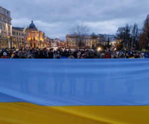 Lublin solidarny z Ukrainą. Plac Litewski, 22.02