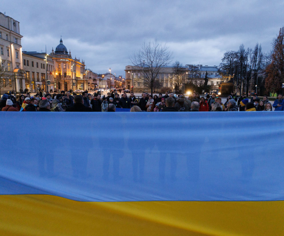 Lublin solidarny z Ukrainą. Plac Litewski, 22.02