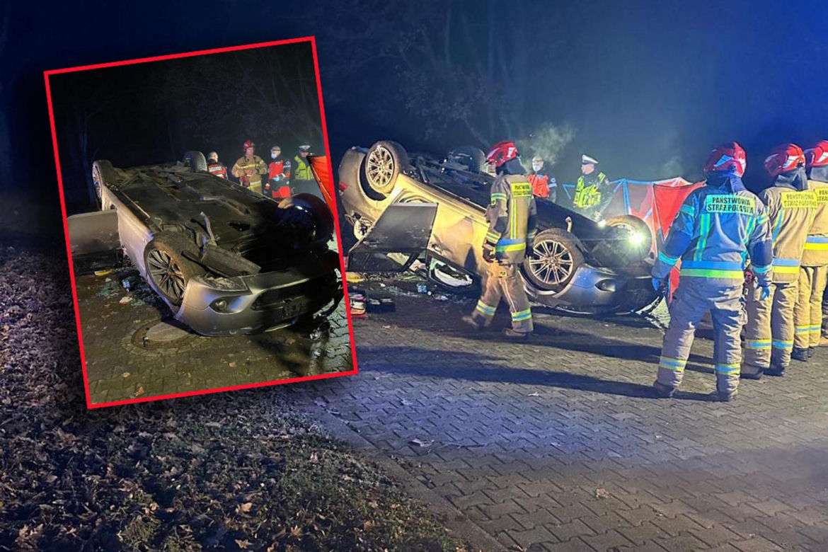 Kędzierzyn-Koźle. Śmiertelny wypadek na ul. Łukasiewicza. Dachowało BMW [ZDJĘCIA]. 