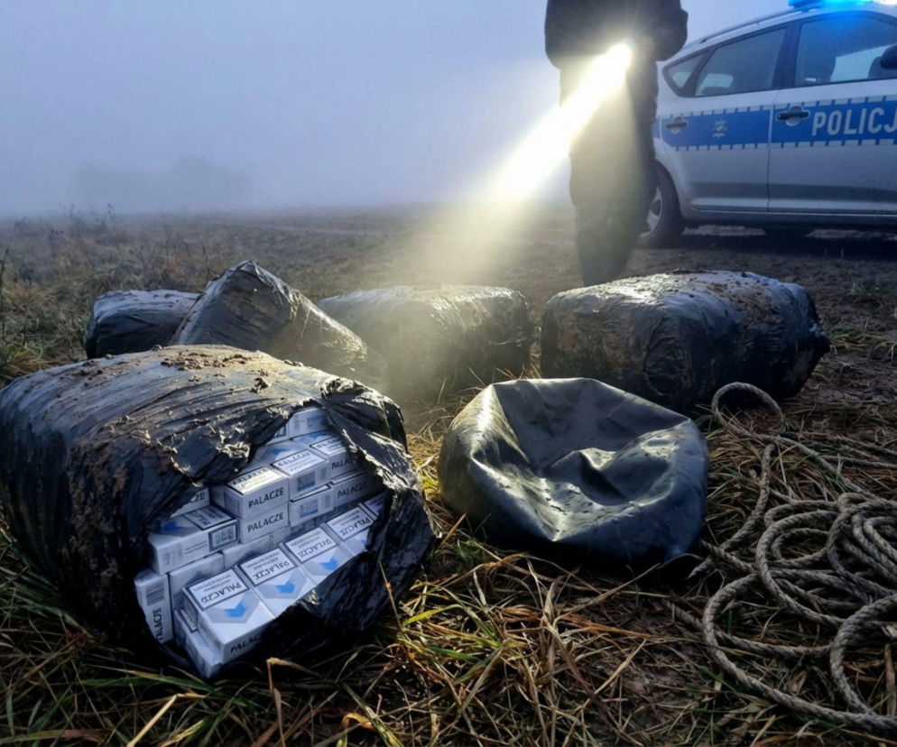 Zabezpieczona kontrabanda papierosów w terenie