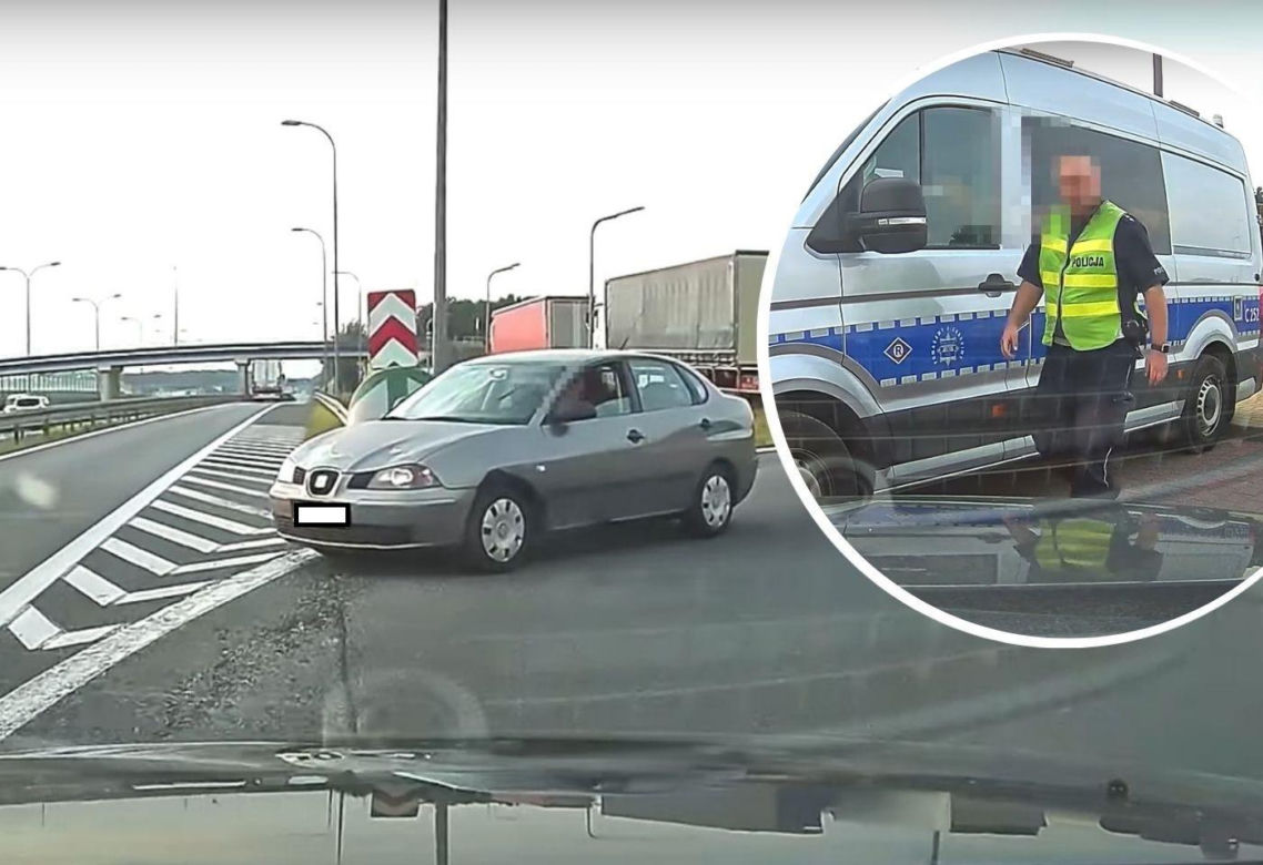 Niebezpieczna sytuacja na drodze ekspresowej S5 w Białych Błotach (woj. kujawsko-pomorskie)