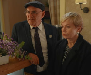 Na Wspólnej odc. 4268. Honorata (Aleksandra Konieczna), Roman (Waldemar Obłoza) na planie
