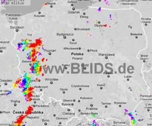 Burze w Polsce, 28.07.2012 - MAPA z godz. 15.45-17.45