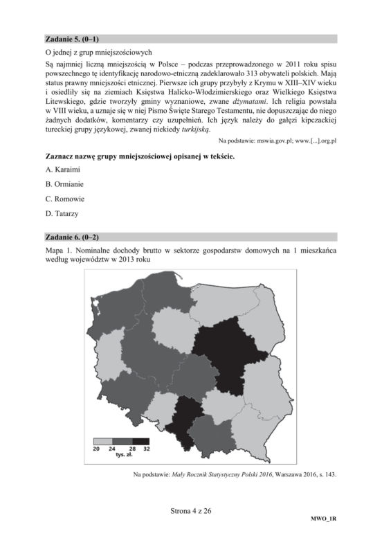 Matura: WOS. Zadania z 2018 ROKU,  akusze CKE