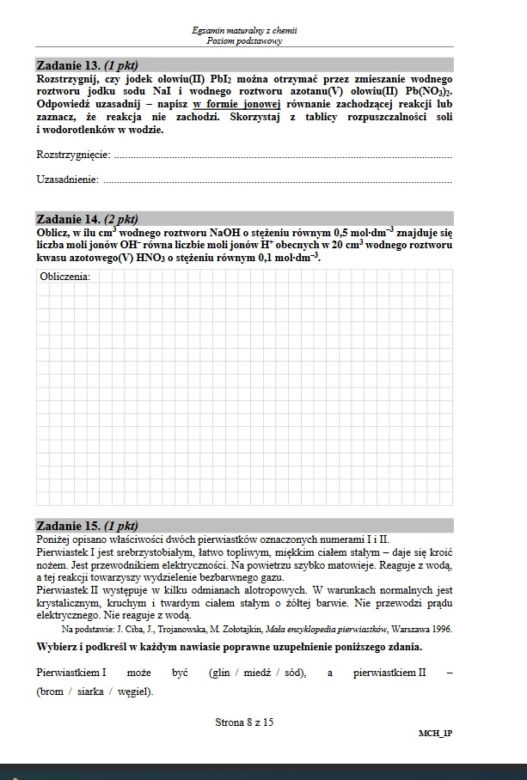 Matura 2020: Odpowiedzi. Chemia - poziom podstawowy [ARKUSZ]