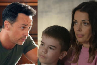 Barwy szczęścia, odcinek 3276. Mariusz (Rafał Cieszyński), Ksawery (Bartosz Gruchot), Kasia (Katarzyna Glinka)