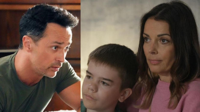 Barwy szczęścia, odcinek 3276. Mariusz (Rafał Cieszyński), Ksawery (Bartosz Gruchot), Kasia (Katarzyna Glinka)