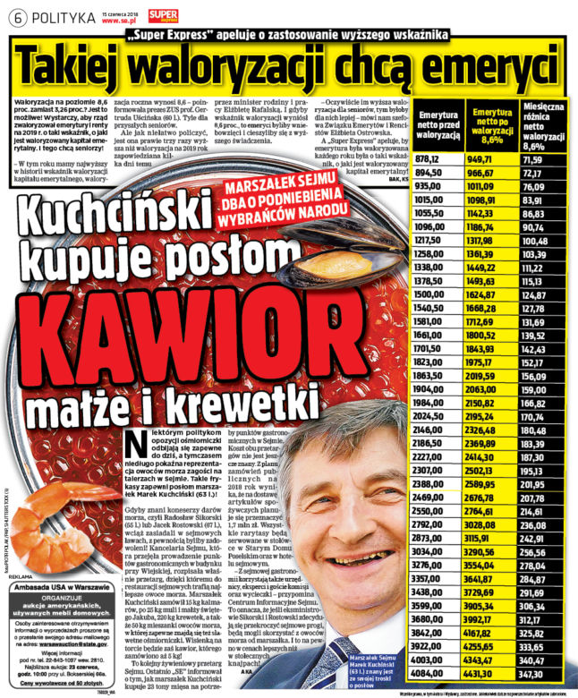 Kuchciński nie chce już kawioru