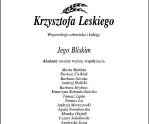 Krzysztof Leski nekrolog