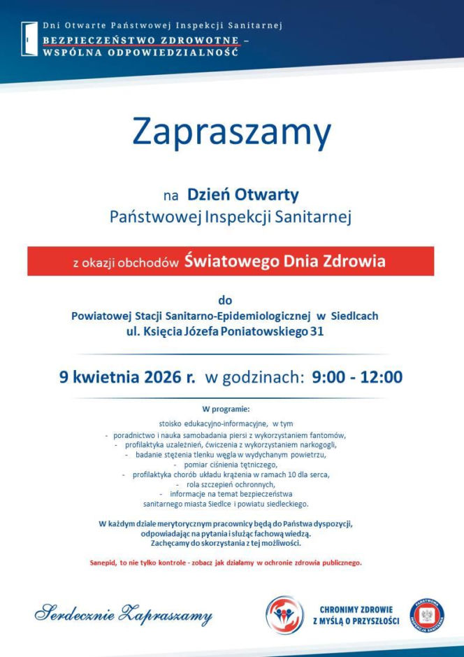 Siedlecki sanepid zaprasza na dzień otwarty już 9 kwietnia