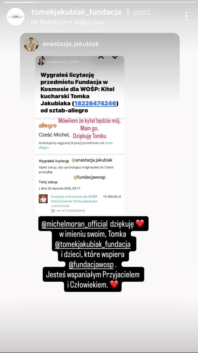 Wiadomo, kto wylicytował kitel Tomasza Jakubiaka. Wzruszający gest