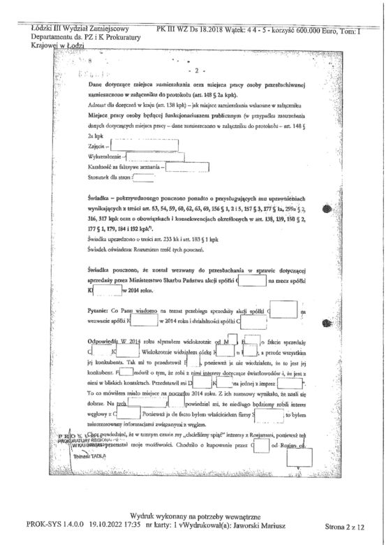 Afera taśmowa - skan protokołu
