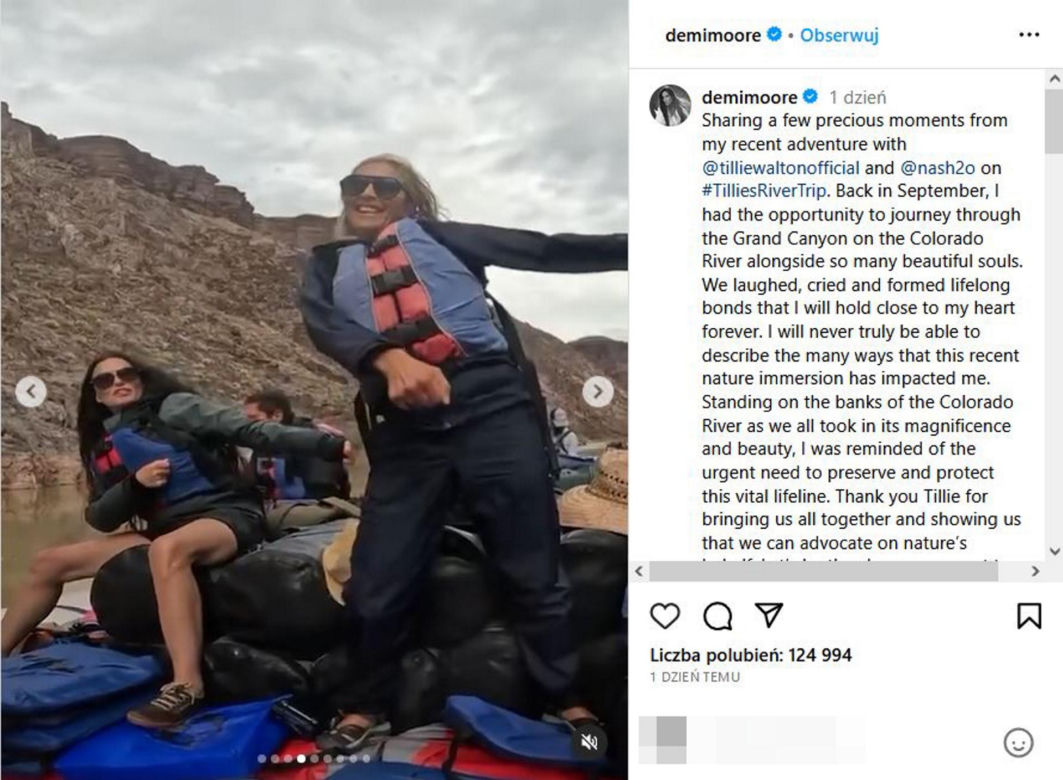 Demi Moore prawie nago pod wodospadem! 61-latka hartuje się na zimę