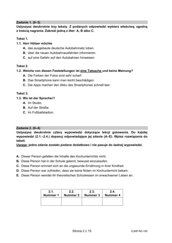 Matura próbna 2021: Język niemiecki [POZIOM ROZSZERZONY] Arkusze CKE i odpowiedzi
