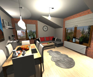 Salon w stylu industrialnym