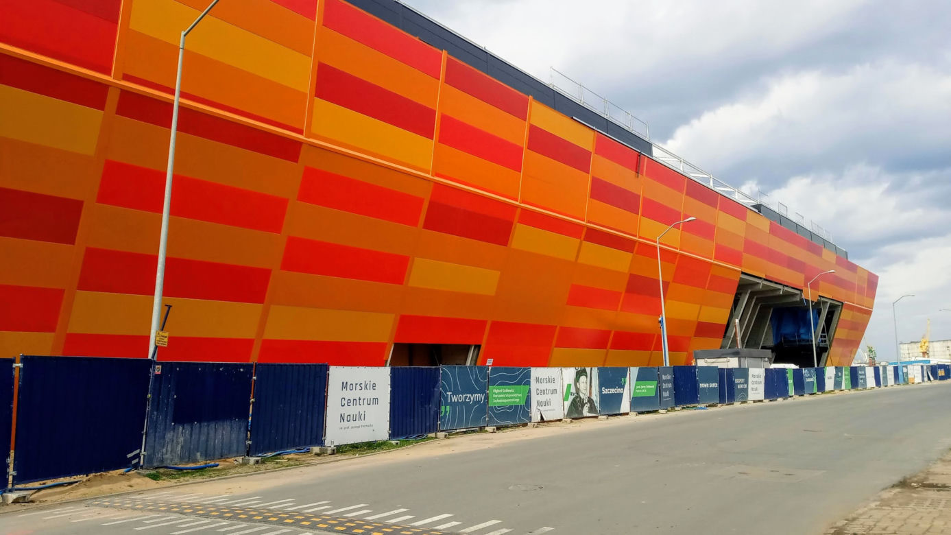 Budowa Morskiego Centrum Nauki w Szczecinie - kwiecień 2021