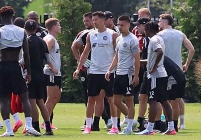 Robert Lewandowski na treningu Chicago Fire