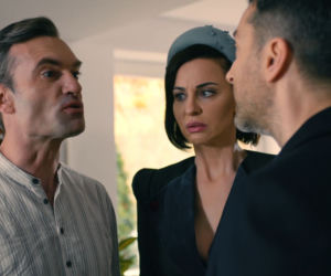 BrzydUla 2 odc. 76. Aleks Febo (Mariusz Zaniewski), Paulina (Maja Hirsch), Marek (Filip Bobek)