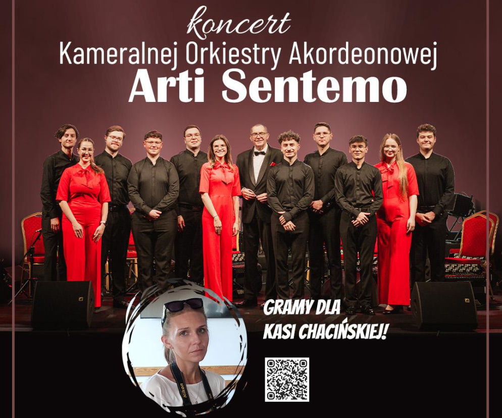 Plakat orkiestry Arti Sentemo. Na miniaturze Kasia Chacińska. O koncercie charytatywnym w Siedlcach przeczytasz na Eska Siedlce.