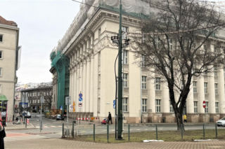 Dawny gmach Banku PKO przy Ulicy Wielopole, a przyszły hotel Mariott w Krakowie